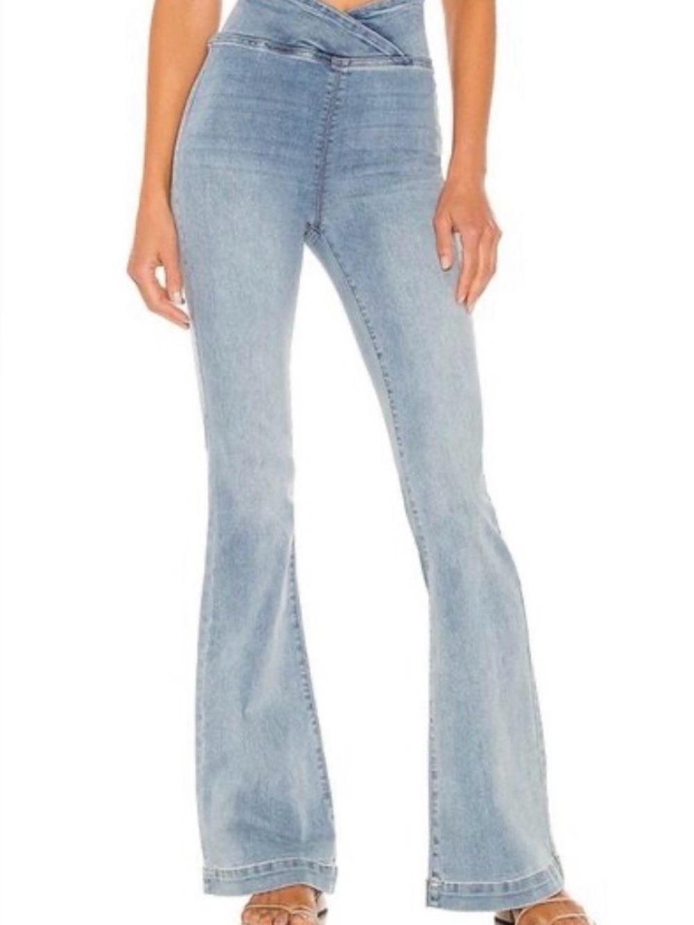 Free People Venice Beach High Waist Flare Leg Jeans in Spring Blue